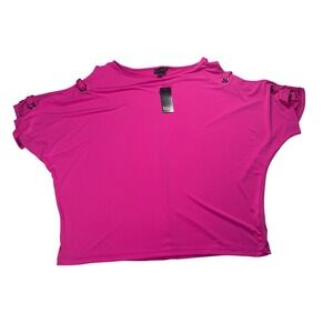 Bold‎ Elements Women's Top Pink Size XL Dolman Sleeve Grommet Detail NEW